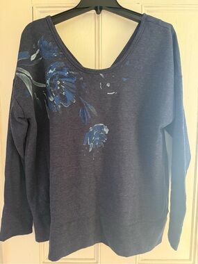 Maurices Navy Floral Scoop-Neck Sweatshirt